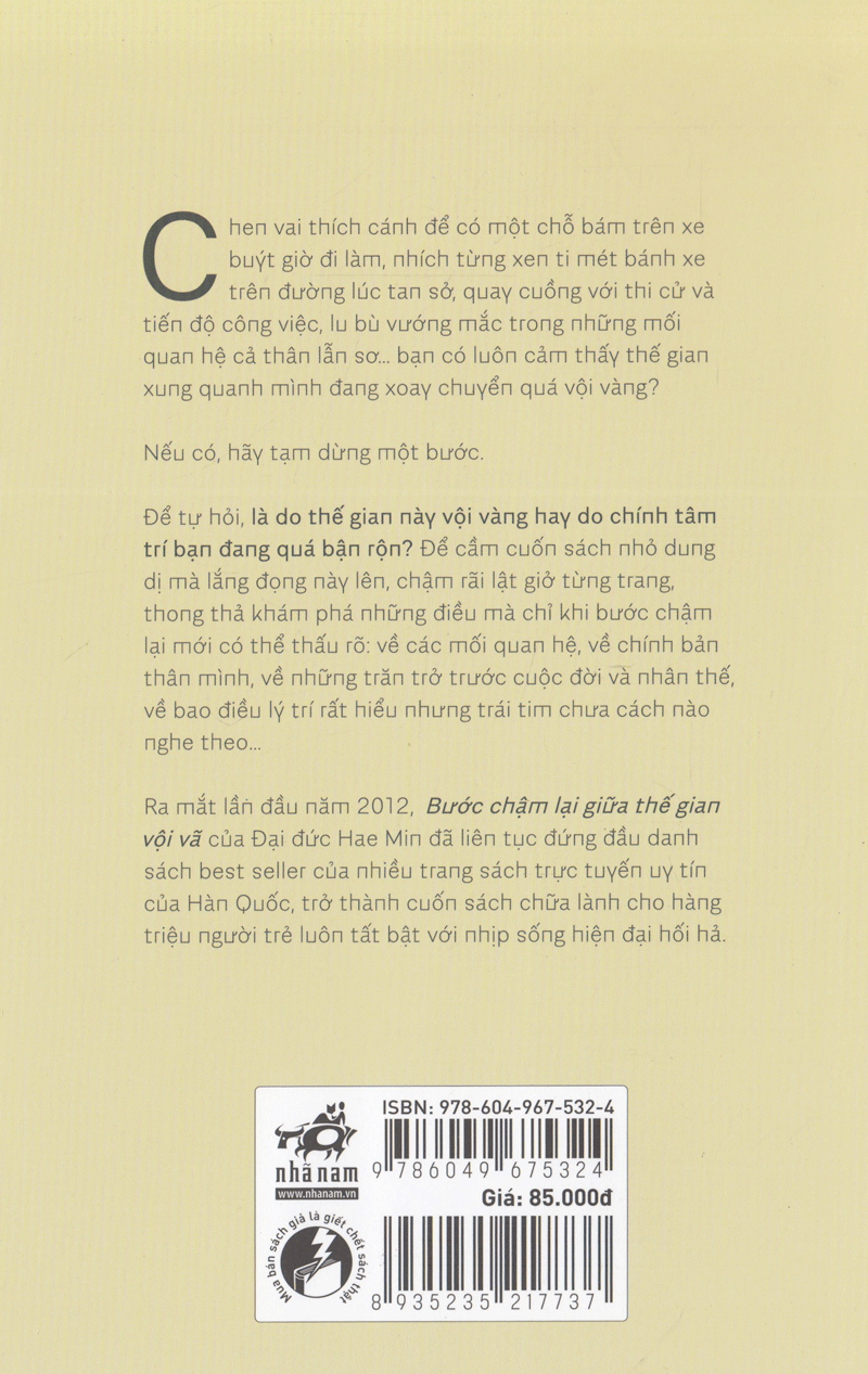 Bước Chậm Lại Giữa Thế Gian Vội Vã (Tái Bản) - Bìa sau