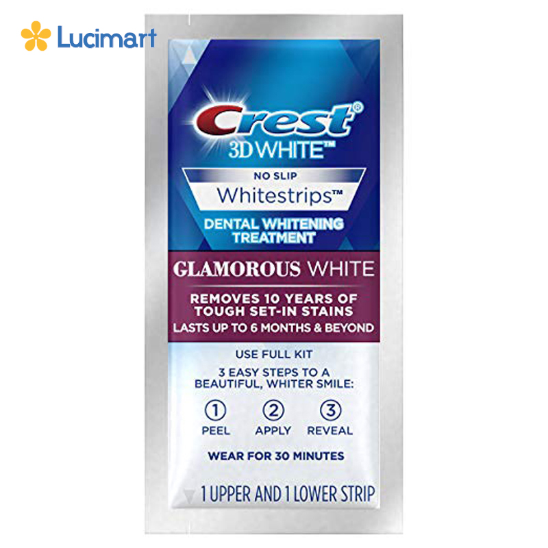 Combo 6 miếng (3 gói/3 ngày) dán trắng răng từ Mỹ, Crest 3D White Glamorous White - 6