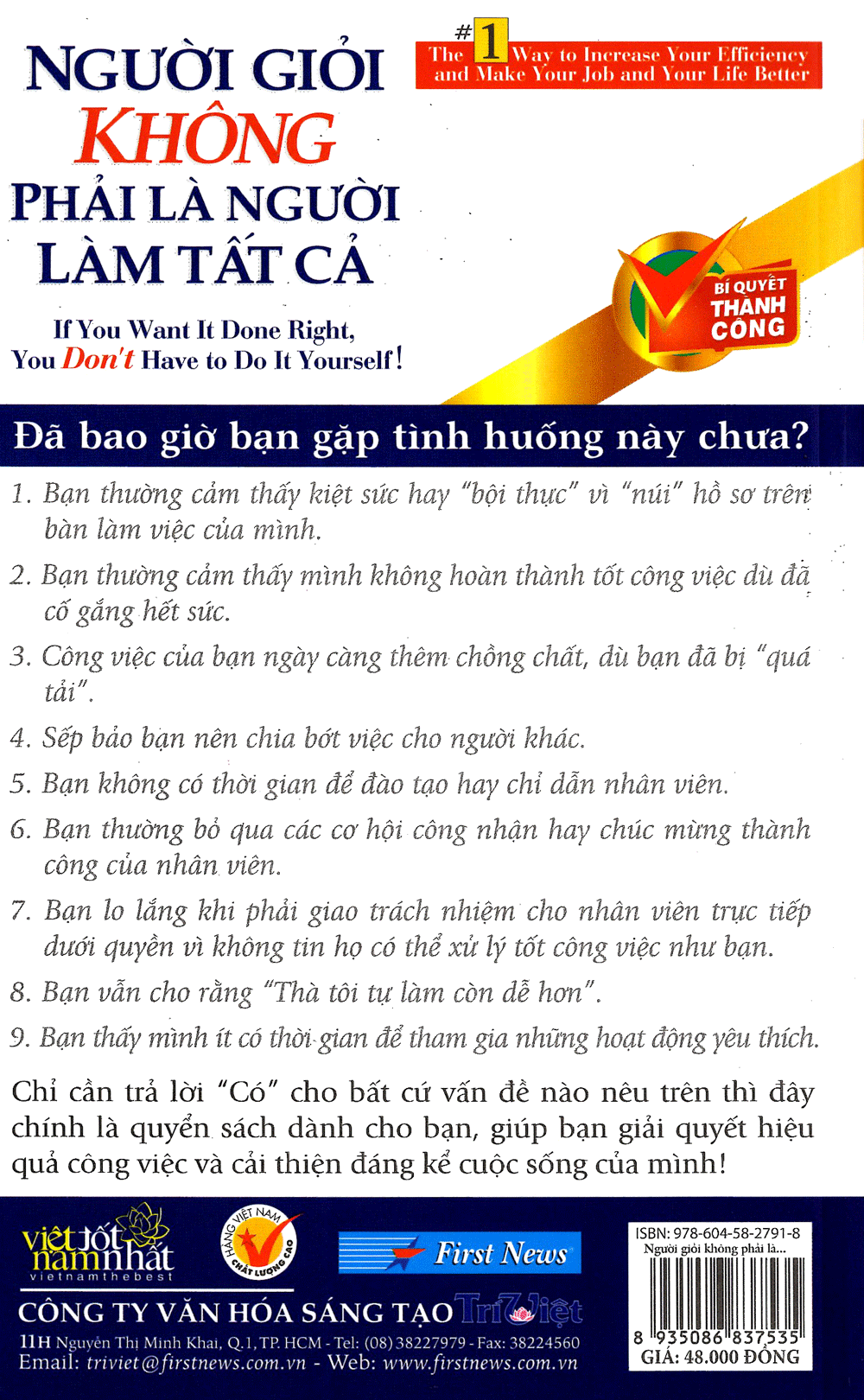 Người Giỏi Không Phải Là Người Làm Tất Cả - Bìa sau
