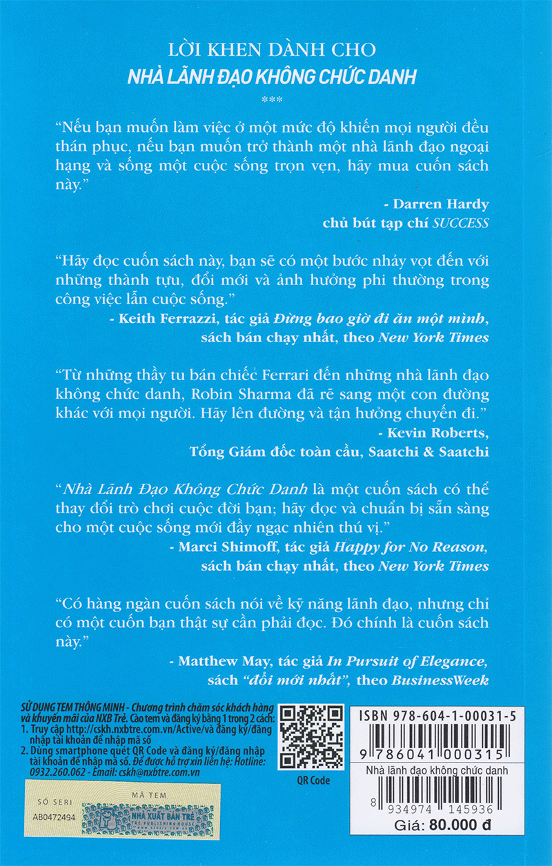 Nhà Lãnh Đạo Không Chức Danh - Bìa sau