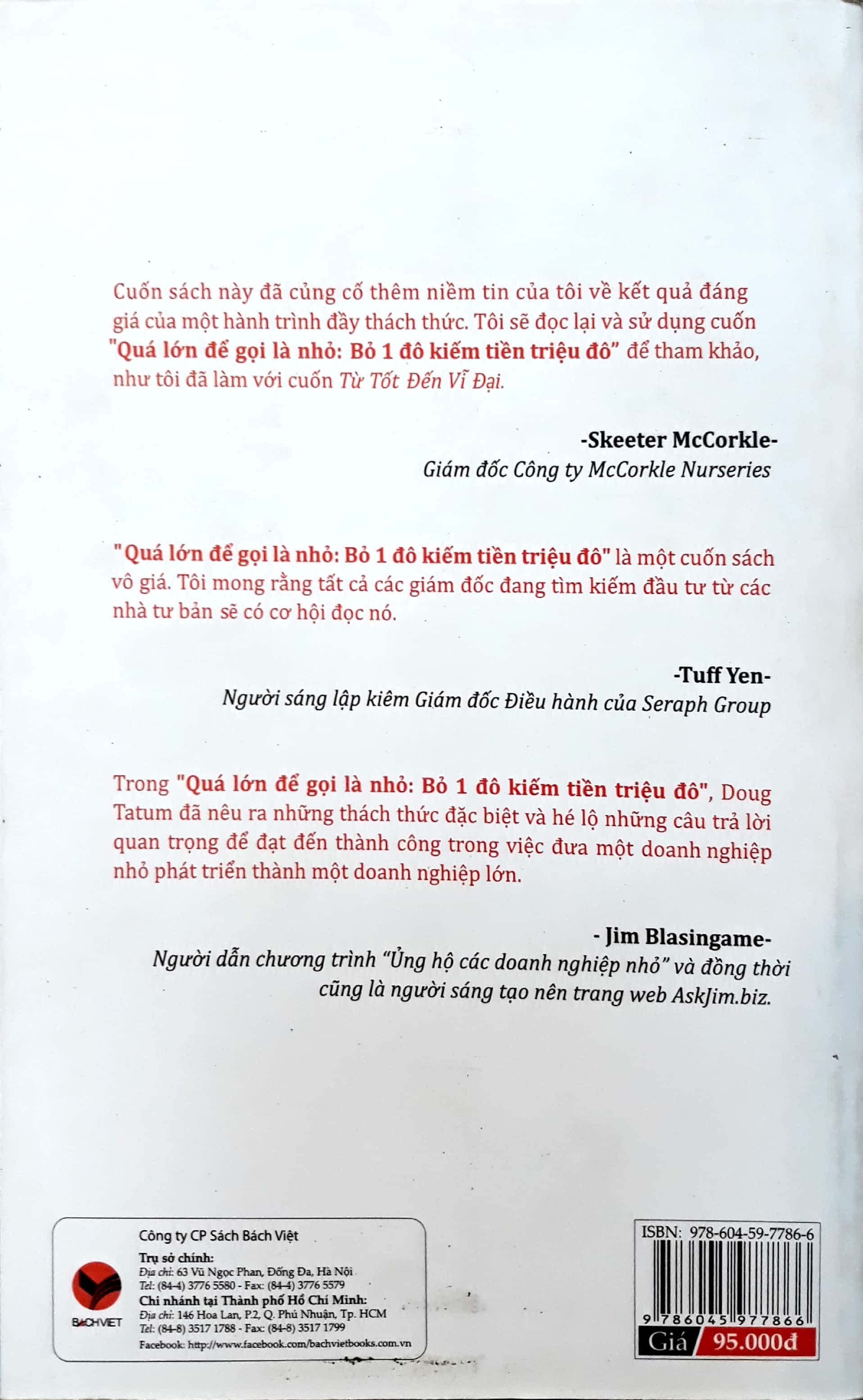 Quá Lớn Để Gọi Là Nhỏ - Bỏ 1 Đô Kiếm Tiền Triệu Đô - Bìa sau