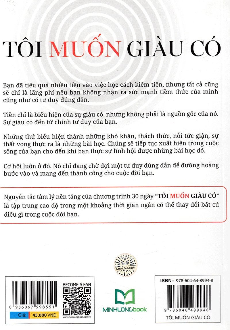 Tôi Muốn Giàu Có - Khơi Dậy Sức Mạnh Tâm Trí Ẩn Chứa Trong Bạn - Bìa sau