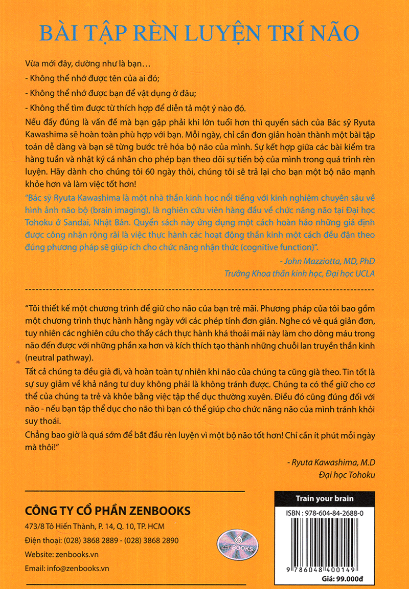 Train Your Brain - 60 Ngày Cải Thiện Trí Não (Bìa sau)