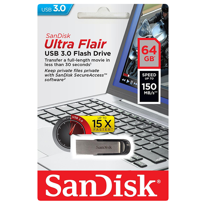 USB 3.0 SanDisk Ultra Flair CZ73 64GB 150MB/s chính hãng